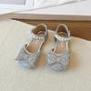 Girls' Leather Shoes  New Rhinestone Single Shoes Fashionable Girls' Bow Princess Shoes Children's Toe Cap Crystal Sandals