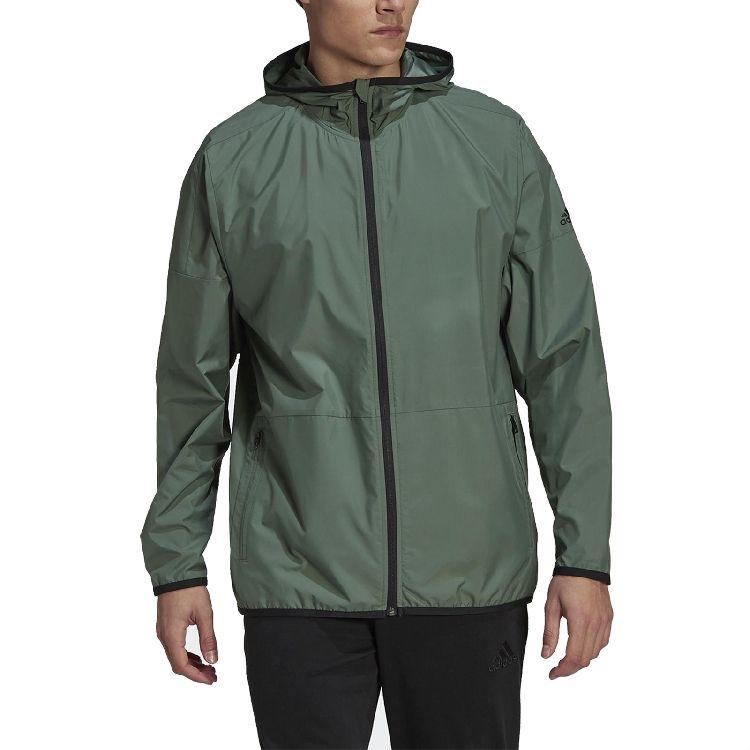adidas Neo Unifarbene Windjacke mit Reißverschlusstasche Herrenjacken Grün GQ0579