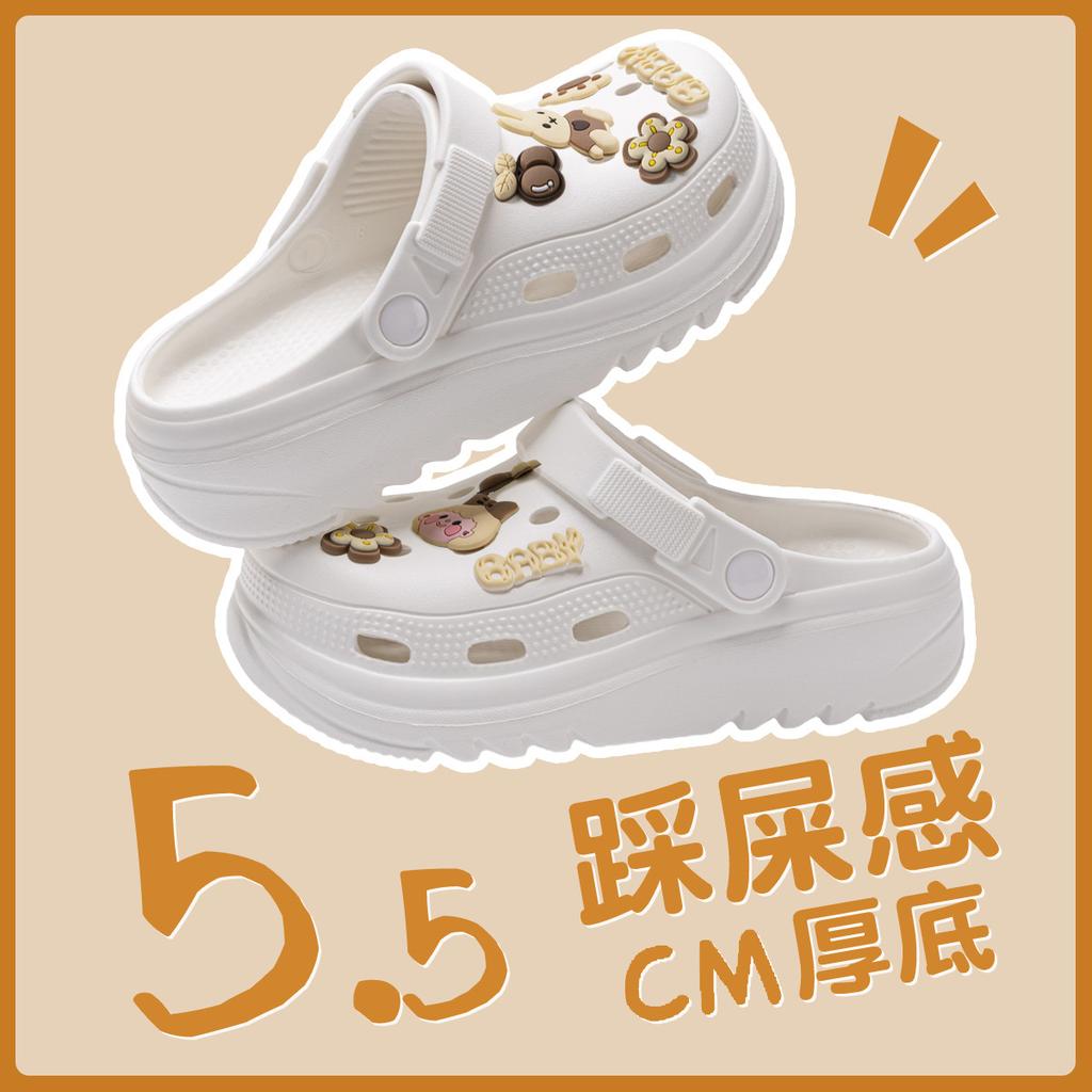 Lochschuhe Sommer Damen Cartoon Niedlich Plateau Outdoor Strand Rutschfest Taschenkopf Strand Kühle Slipper