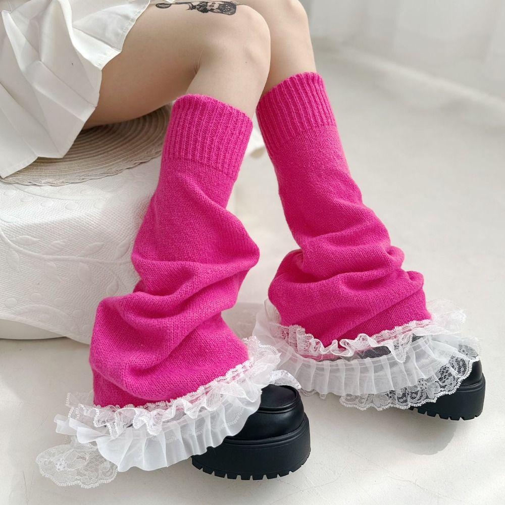 JK Lace Leg Warmers Ballet Style Knee High Girls Stockings Fashion Lolita Boots Cover  Student