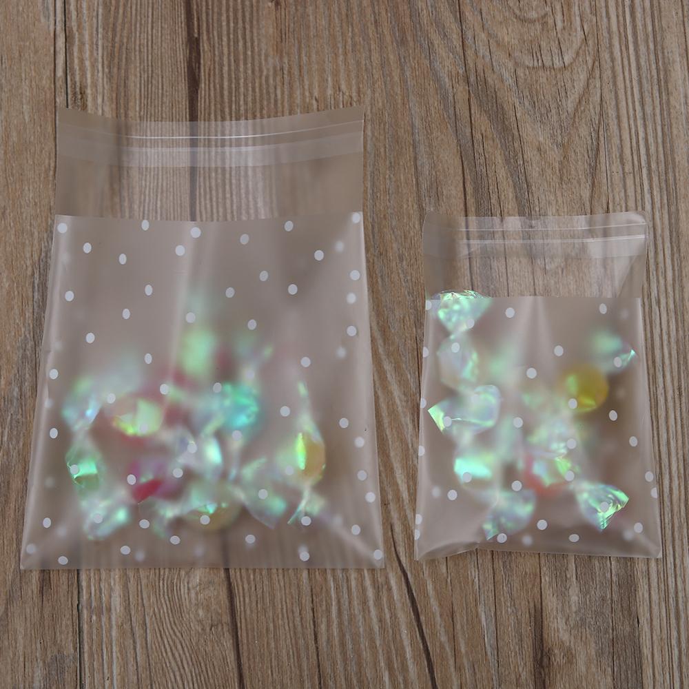 100 PCS Candy Cookie Hot White Dots Plastic Packaging Bag Seal OPP Self Adhesive