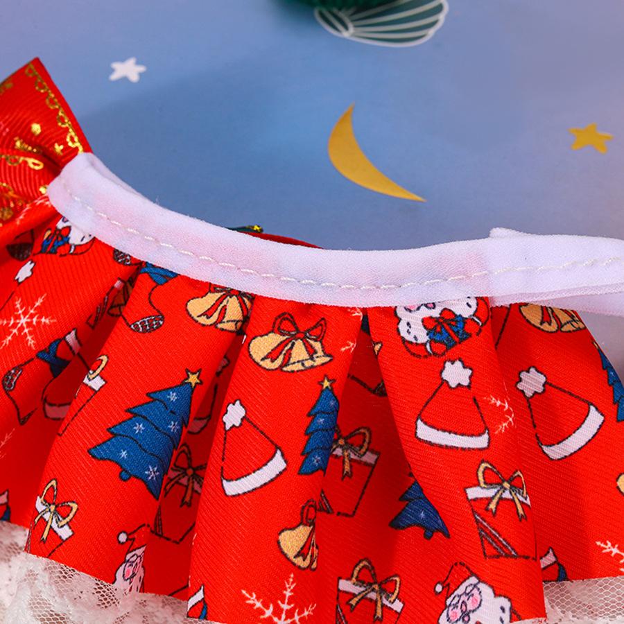 Christmas Pet Lace Scarf Dog Bib Saliva Towel Cat Collar Bow Bell Kitten Puppy Scarf