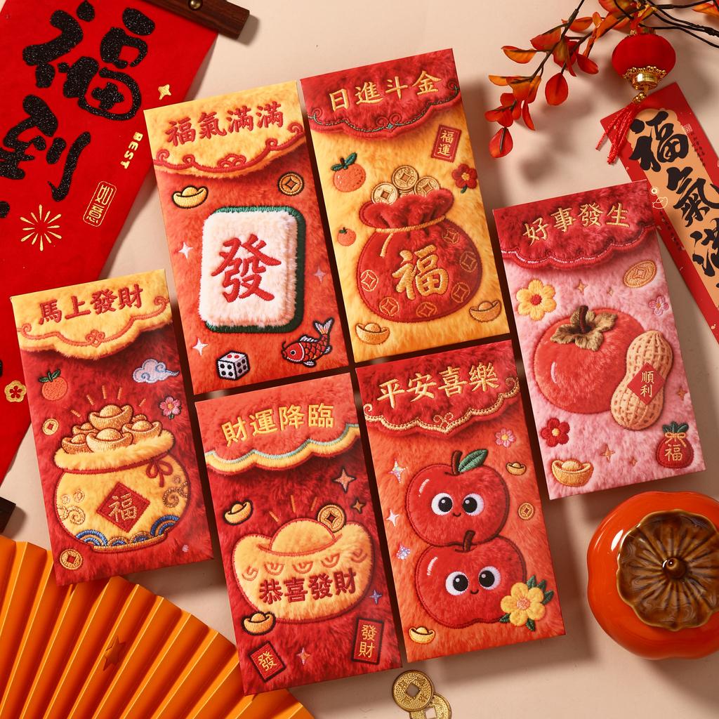 6Pcs 2026 Horse Year Creative Red Envelope New Year Spring Festival Lucky Money Pouch Cute Pony Pattern Red Packet