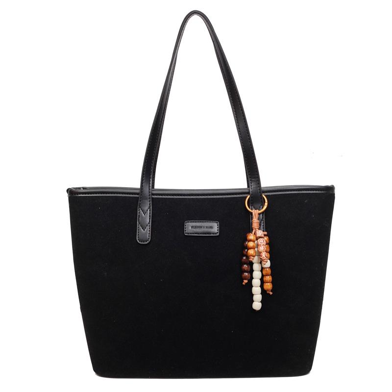 

Ретро матовая сумка-тоут большой вместимости для женщин - 2025 сумка на одно плечо Without Pendant чёрный