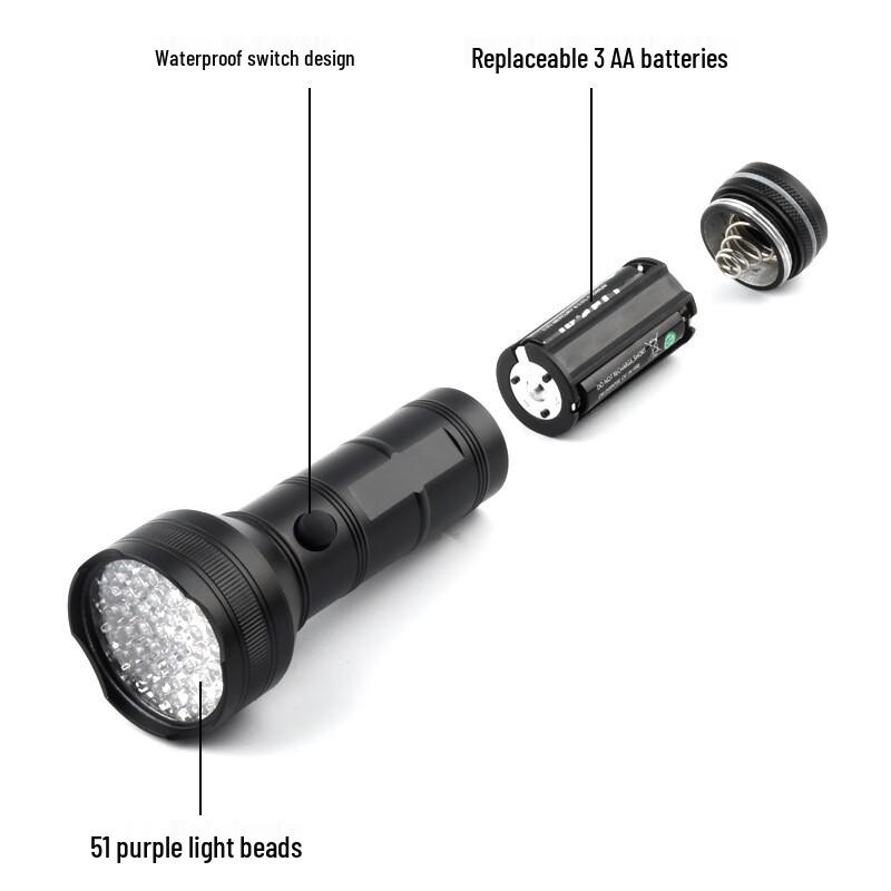Aluminum Alloy 100-LED UV Flashlight