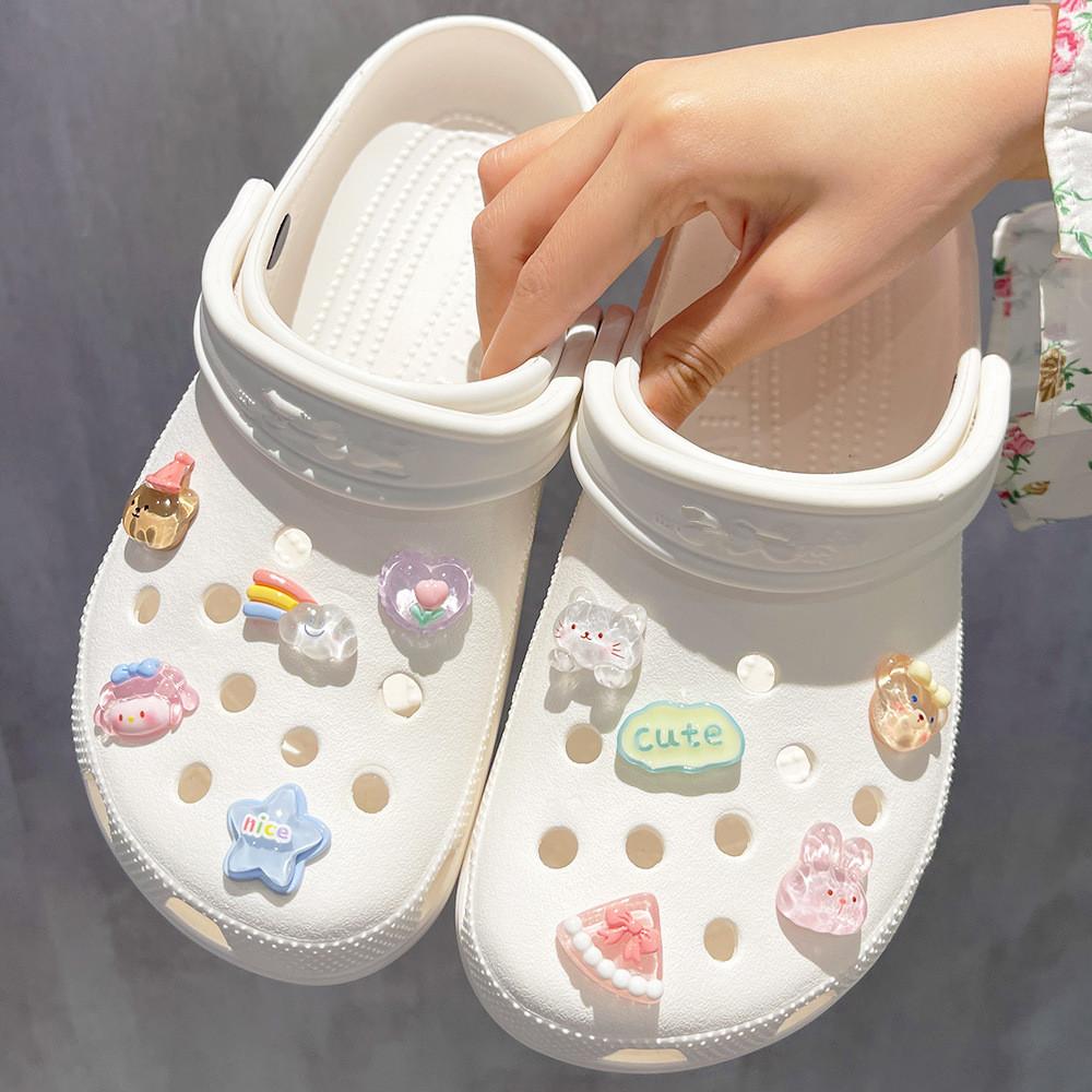 1Set New Crystal Shoe Charms Set Cute Animals Rainbow Candy Flower DIY Detachable Shoes Accessories