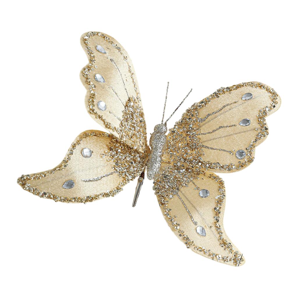 Glittering Foam Cloth Butterfly Ornament 25Cm Length Design Festival Party Home Decoration Christmas Tree Accessories