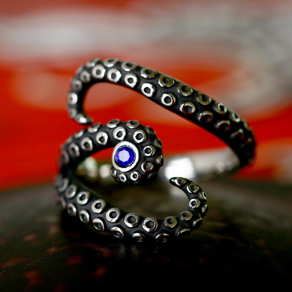 BEIER Edelstahl Antik Mode Herrenringe Totenkopf Oktopus Edelstein Tier Retro Punk Gothic Biker Schmuck Großhandel