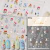 Cute Animals Bear Dog Cake Sweet Cherry Grid Bowknot Star Line Fruit Relief Self Adhesive Nail Art Stickers 5D Manicure Decals