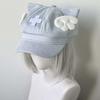 Cat Ears Beret Hat Cross Decoration Octagonal Cap Harajuku Angel Wings Hat  Lolita Fashion