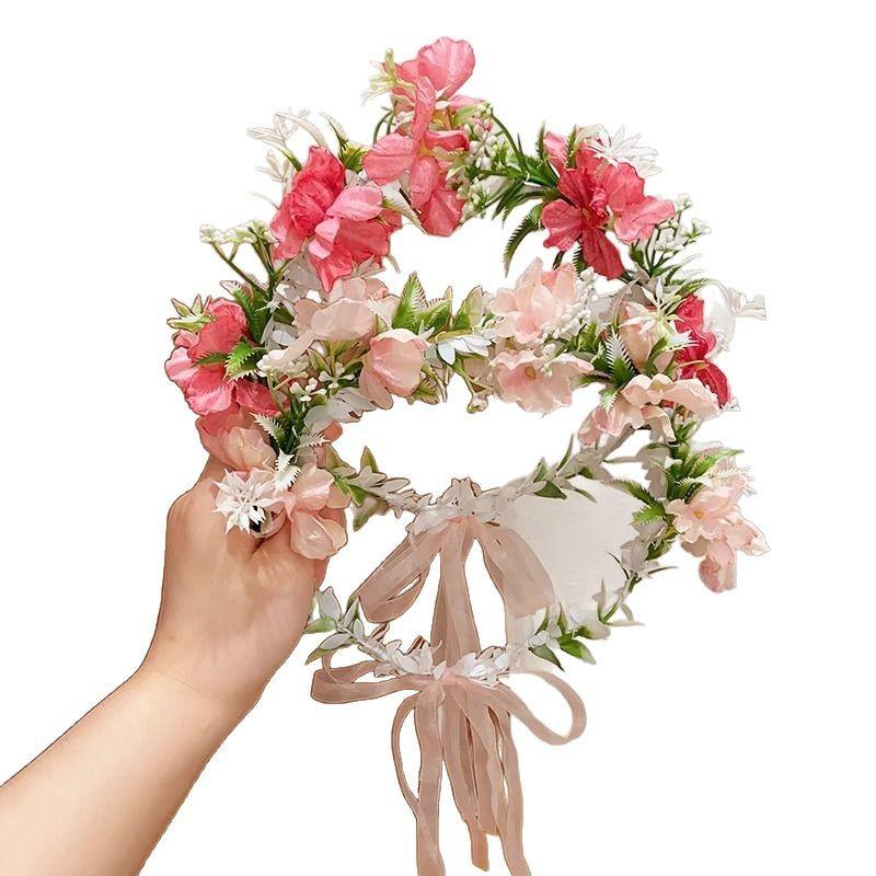 Children'S Headband Princess Super Fairy Wreath Headdress Girl Forest Series Simulation Flower Ribbon Headband Girl Head