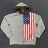 European and American Y2k Retro Street Trend Printed Zipper Long Sleeved Hooded Sweatshirt
