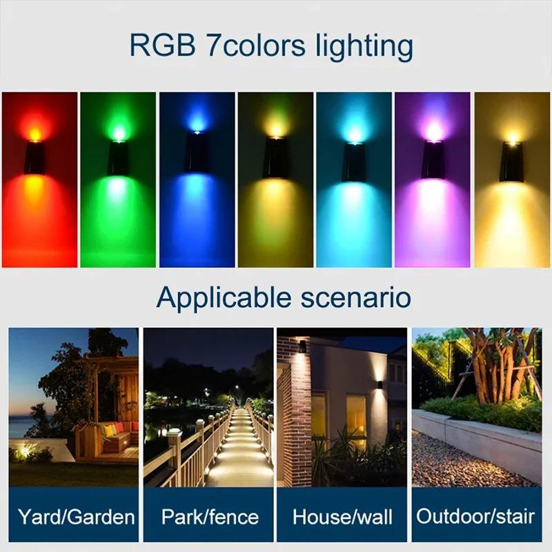 RGB Color Changing or White&Warm Double Color Changing - Solar Stairs Lights Waterproof Wall Lamp for Garden Walkway Fence Solar Powered Lighting