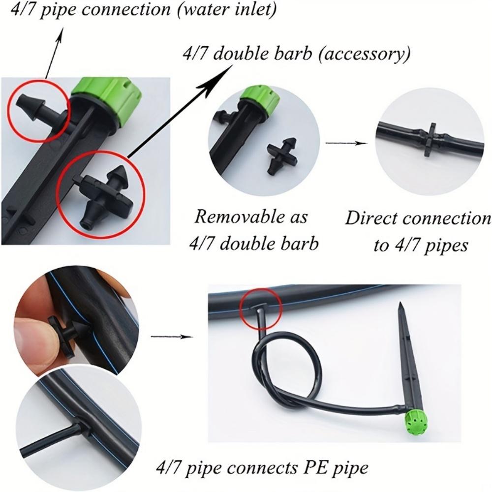 10pcs Drip Emitters Perfect For Tube PE Pipe Adjustable 360 Degree Water Flow Irrigation Drippers On Stake For Flower Bed