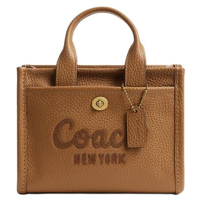 Coach Handtasche Cargo 20 Buchstaben-Logo Abnehmbarer Schultergurt Genarbtes Leder Tragetasche Tote Bag Einkaufstasche Schulter Crossbody Klein Damen Honig