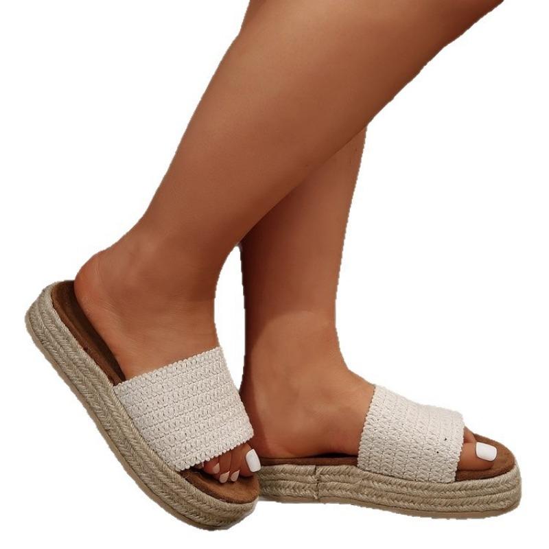 Large-sized Shoes Sponge Soles Hemp Rope Flip-flops Thick-soled Slippers Thick-soled Sandals