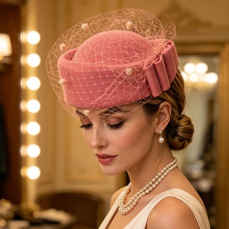 Cappello Pillbox in Feltro di Lana con Temperamento Europeo e Americano: Cappello da Stewardessa Jazz Retrò Autunno/Inverno in Stile Britannico.