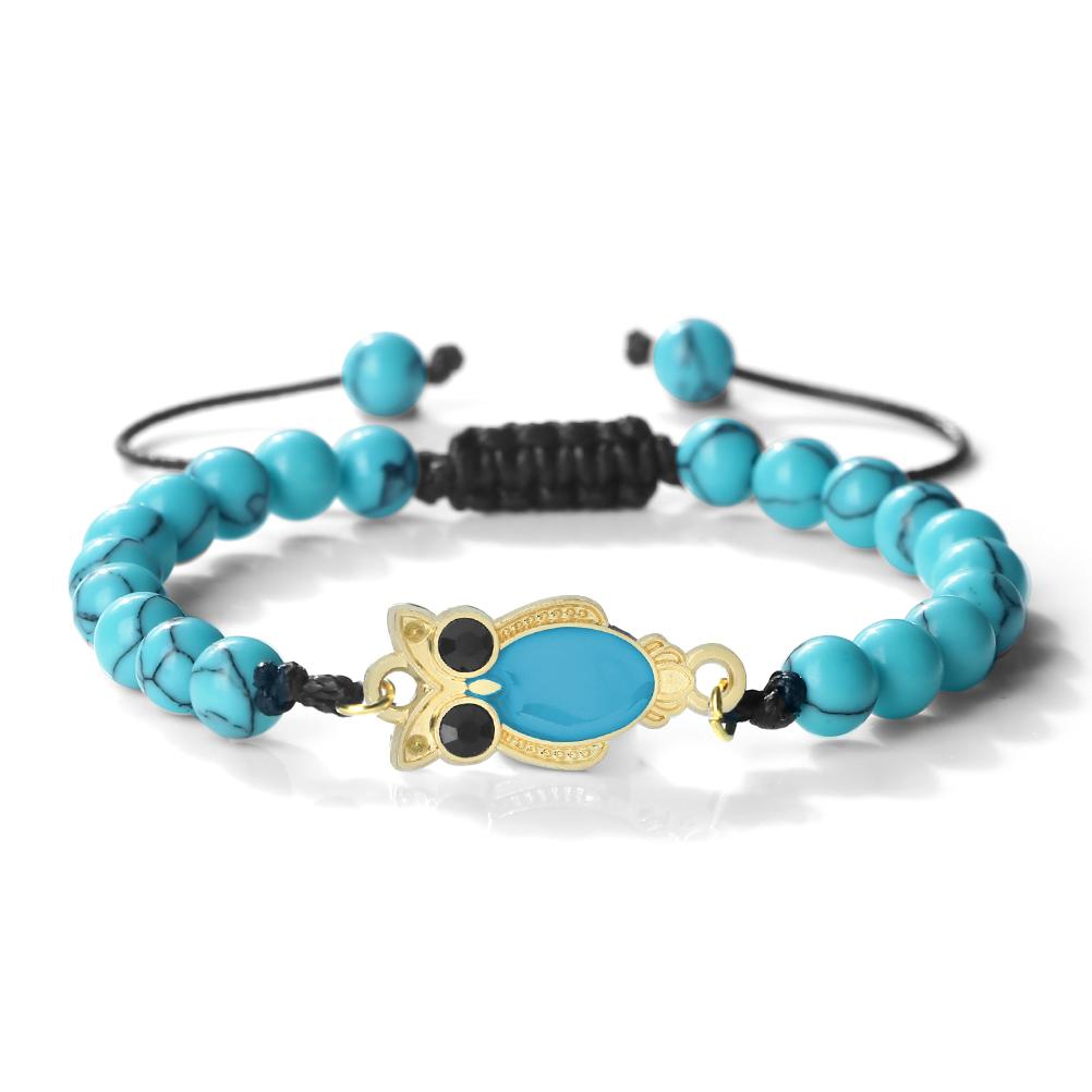 6mm Owl Pendant Black Matte Bracelet For Men Adjustable Animal Charm Bangle Boho Gothic Jewelry Gift Idea Unisex  Fine Accessory