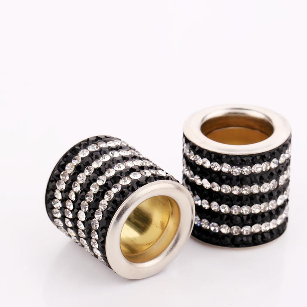 2PC Bling Crystal Headrest Collars Car Seat Ring Interior Decoration Black&White