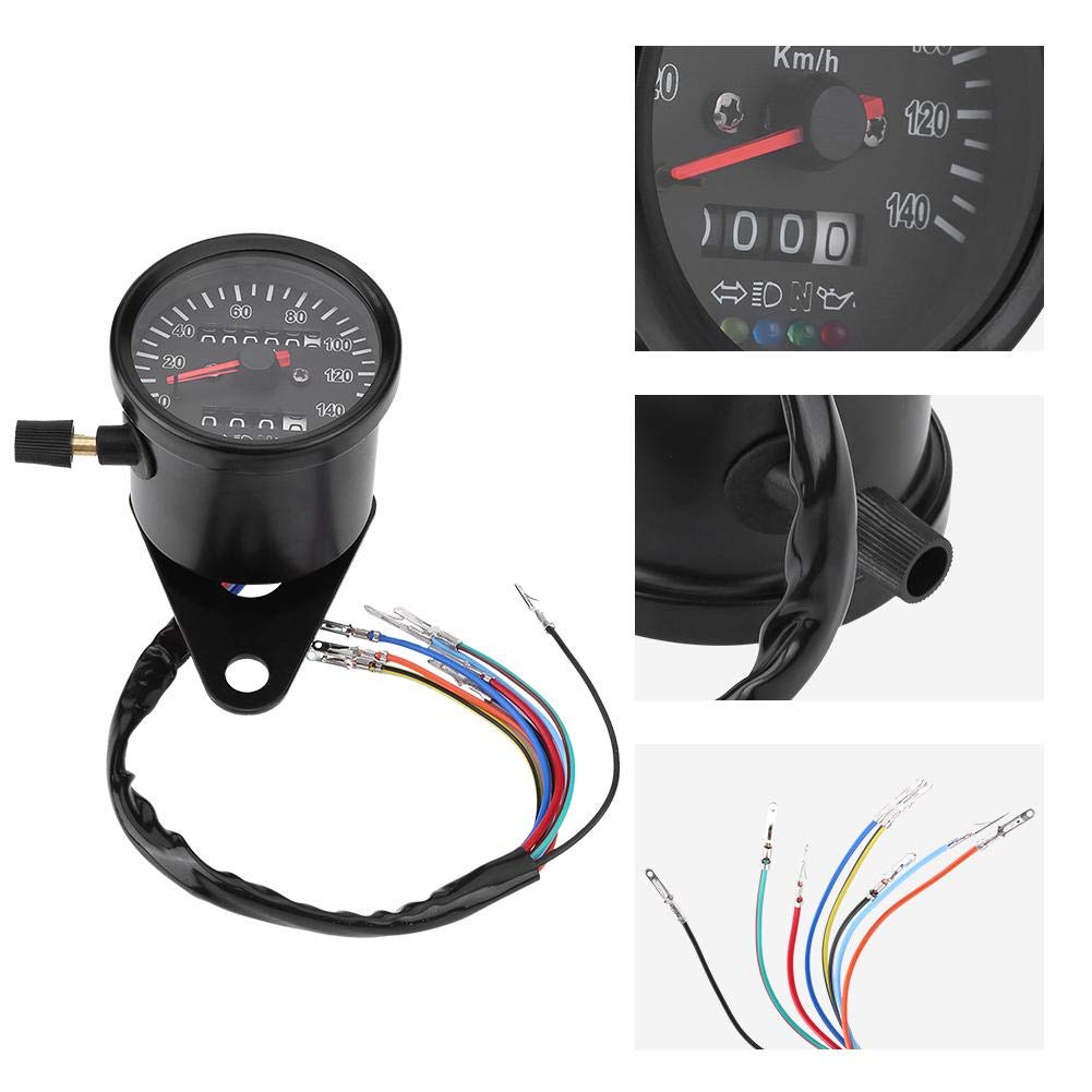 Keenso Motorcycle Speedometer Tachometer 60mm Black Waterproof Universal Motorcycle Odometer Speedometer Gauge