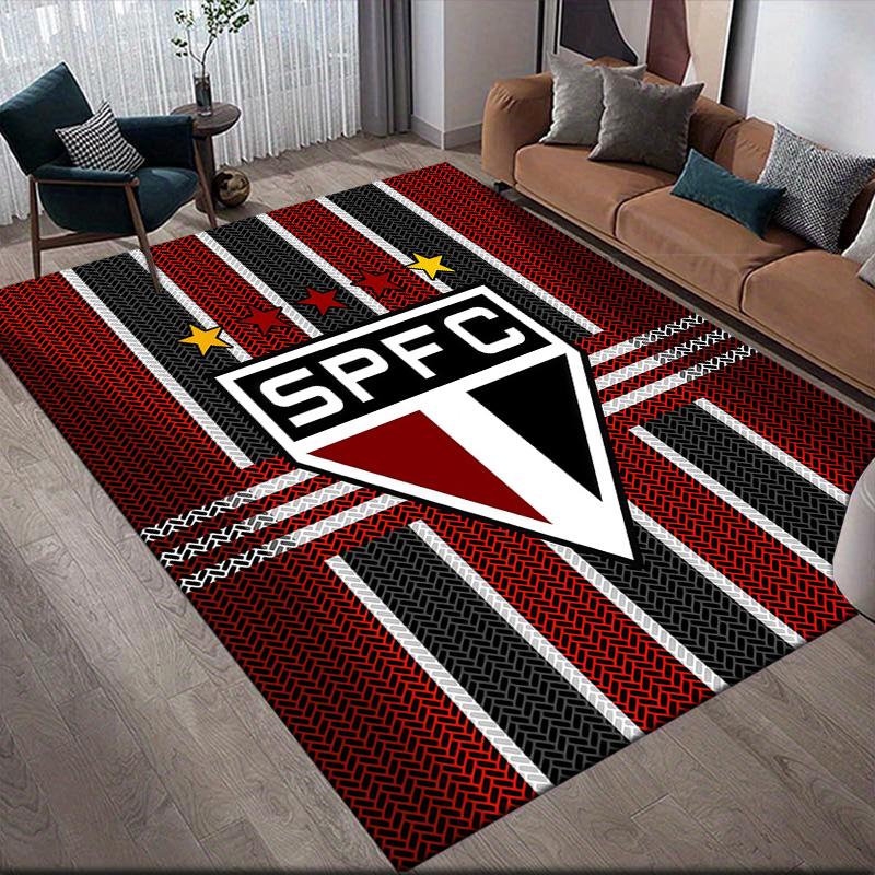 Sao Paulo FC2 Flannel Pattern Square Carpet,Area Rug,Carpet Rug for Living Room Bedroom Sofa Playroom Decor,Non-slip Floor Mat