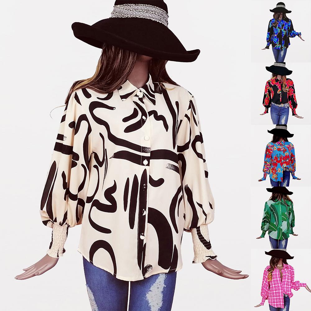 

Женские рубашки с длинным рукавом с принтом, блузки, топы, женская повседневная свободная футболка, футболка