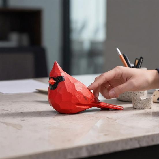 Small Bird Figurine, Hand Carved Texture Resin Wildlife Bird Statue, Rustic Miniature Animal Ornament for Home Desk, Office Decor