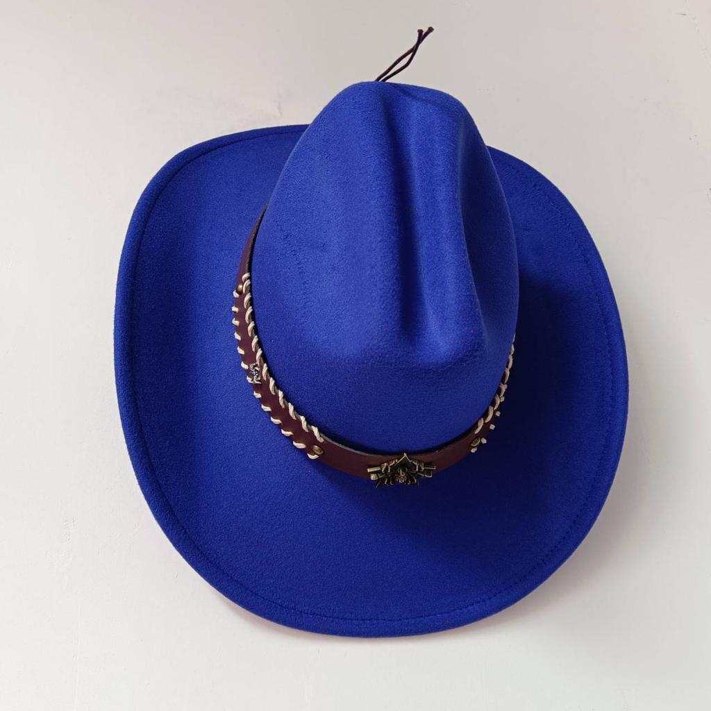 Cowboyhut Kuhkopf-Accessoires Cowboyhut einfarbiger Filzhut Herren und Damen großer Rand Outdoor-Hut Ritterhut