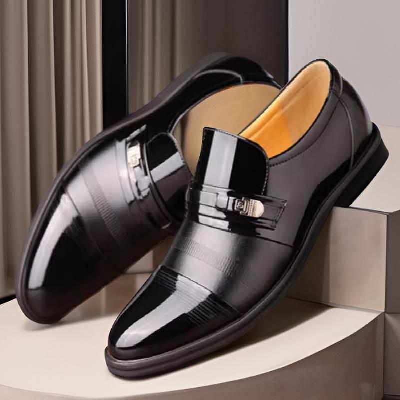 Men's Spring & Autumn Perforated Formal Leather Shoes with Plus Velvet Lining