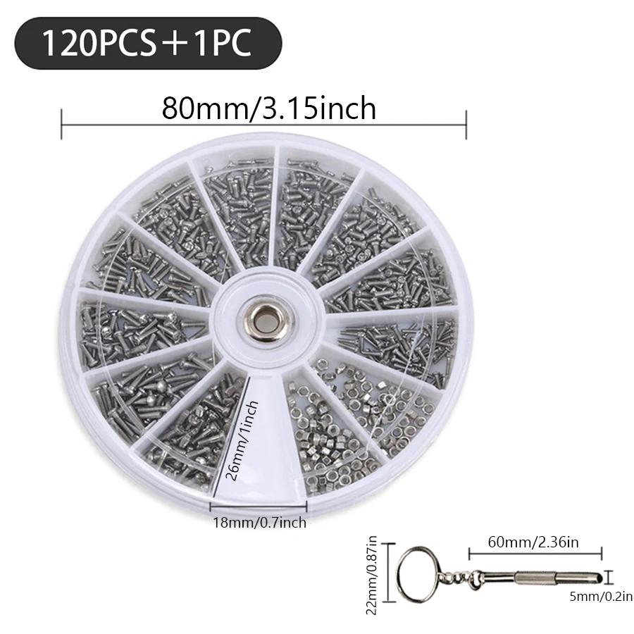 

12 Видів Маленьких Гвинтів Гайок Набір Асорті M1 M1.2 M1.4 M1.6 Гвинт для Годинників Окулярів Рамок Інструменти для Ремонту з Викруткою