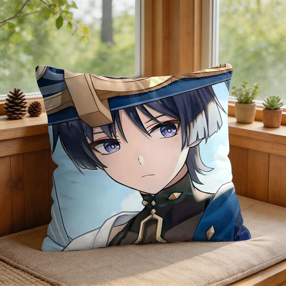 Wanderer Genshin Impact Cushion Cover Square Short Plush Pillow Case Living Room Sofa Home Decor Funda X