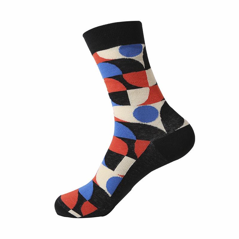 46 Patterns Cotton Fashion Geometry Business Men Happy Socks Unisex Boys Combed Hip Hop Street Skateboard Funny High Sox