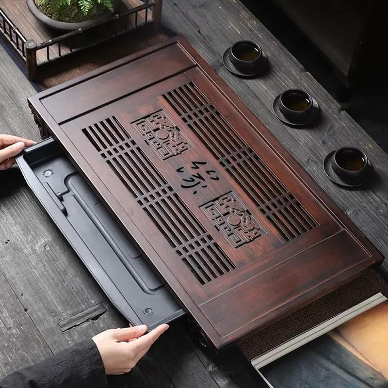 Home New Chinese Bamboo Tray Small Simple Water Storage Kung Fu Tea Set Light Luxury Drainage Tea Sea