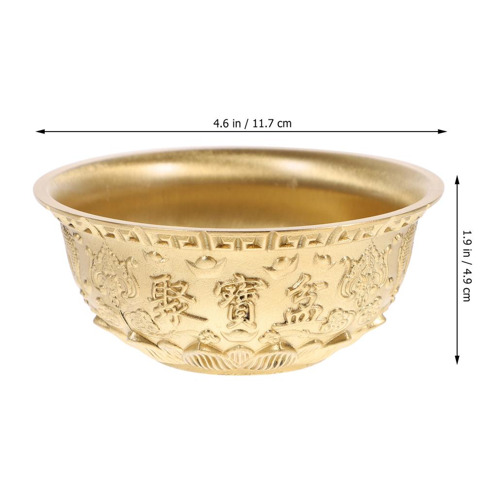 1Pcs Treasure Bowl Ornament Brass Wealth Bowl Decor for Home Office Shop Temple Luck Prosperity Feng Shui Gift
