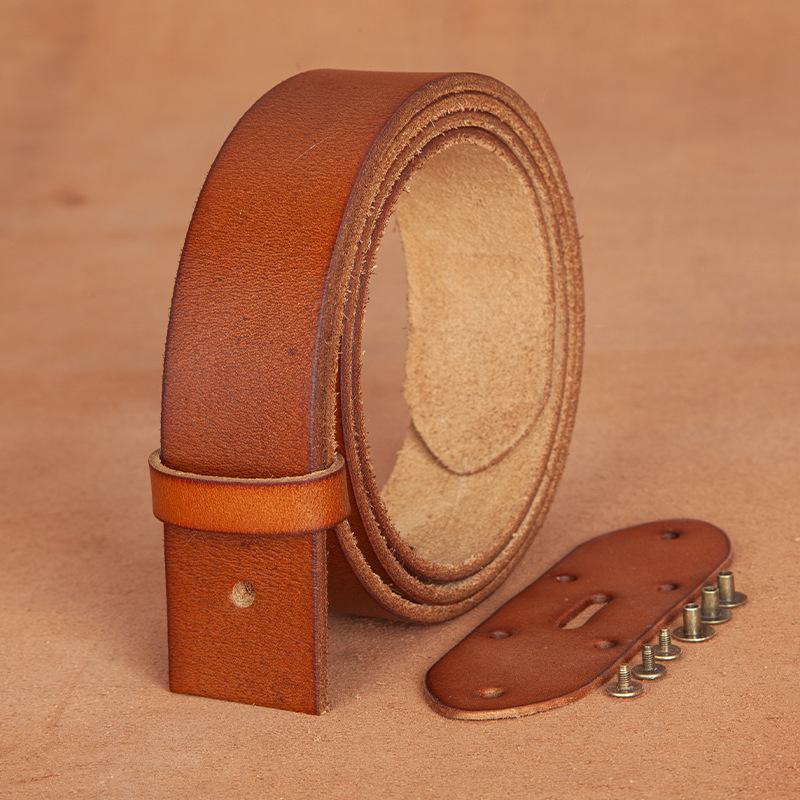First Layer Cowhide Men's Washed Retro Belt with Needle Buckle Genuine Leather Casual Versatile Men's Headless Belt