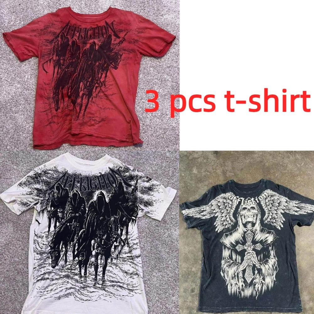 summer Affliction Vintage Tee Oversized Y2K Gothic Streetwear Men's and Women's Retro Rock Men's T-shirt Top