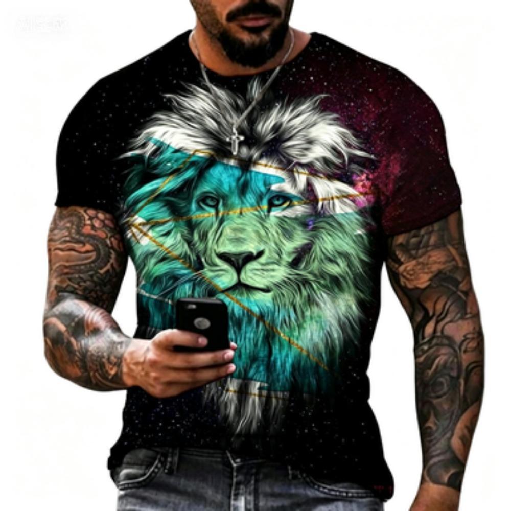 Summer Fashion Tiger Lion 3D Printing Cool Casual Street Style T-shirt for men