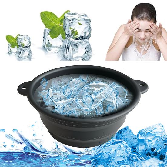 Foldable Ice Bowl Silicone Facial Ice Bath with Built-In Ice Tray Collapsible Face Ice
