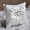 White Silk Jute Ring Bearer Pillow 15*15cm 20*20cm Jewellery Cushions Ribbon Bowknot Ring Pillow