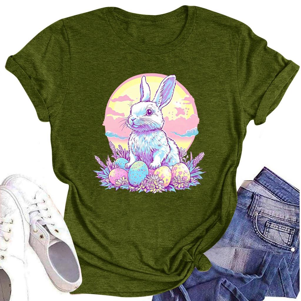 Dámské ležérní denní tričko s kulatým výstřihem a potiskem, top s krátkým rukávem s nápisem