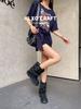 New Autumn and Winter Martin Boots Women's Maillard Platform Heightening Short Locomotive Slack Wrinkled Stack Boots
