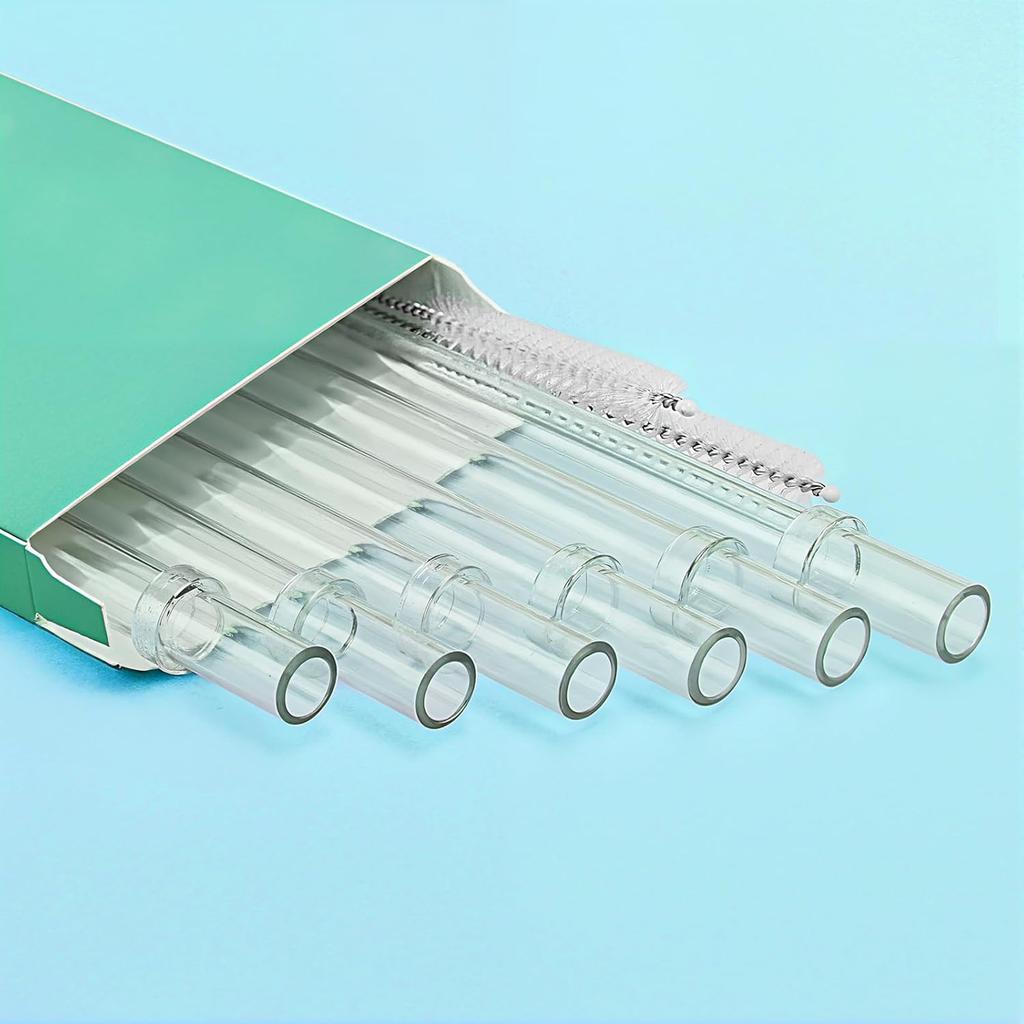 Reble Straws for YETI, 10.6 Inch Tumbler Straws Replacement for YETI 35/42 oz Straw Cup, 6 Pack Plastic Clear Drinking Cup Straw with 2 Cleaning