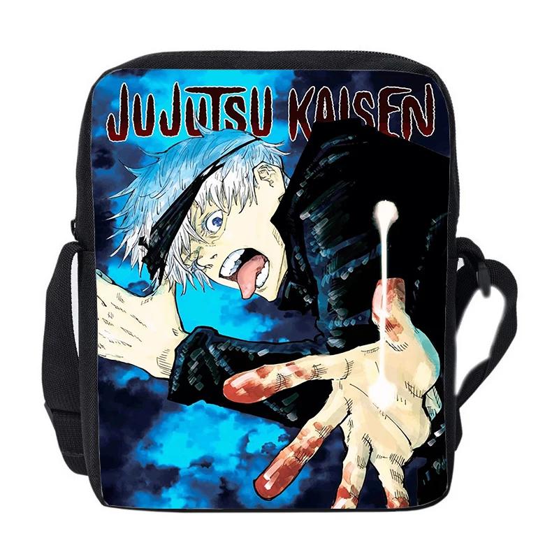 Japanse Anime Jujutsu Messenger Tas Jongens Meisjes Schoudertas Dames Handtassen Kaisen Gojo Satoru Yuji Itadori Crossbody Tassen Cadeau blue