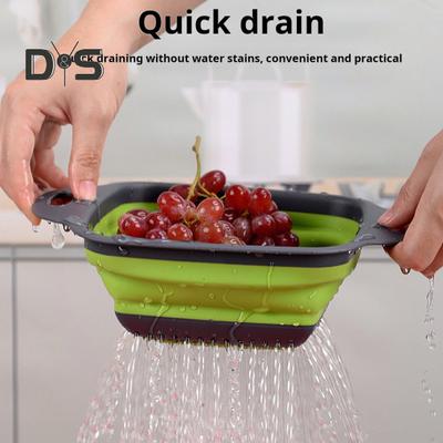 Zusammenklappbarer Abtropfkorb mit schneller Entwässerung, hitzebeständig, BPA-frei, Küchensieb für Obst und Gemüse mit Griffen