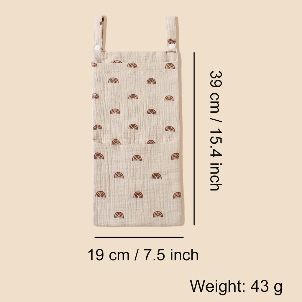 Cotton Baby Bedside Hanging Bag Dual-pocket Toys Diaper Storage Bag Portable Newborn Bedside Multi-functional Nappy Bag