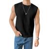 Mens Summer Solid Breathable Round Neck Casual Knitted Sleeveless Top