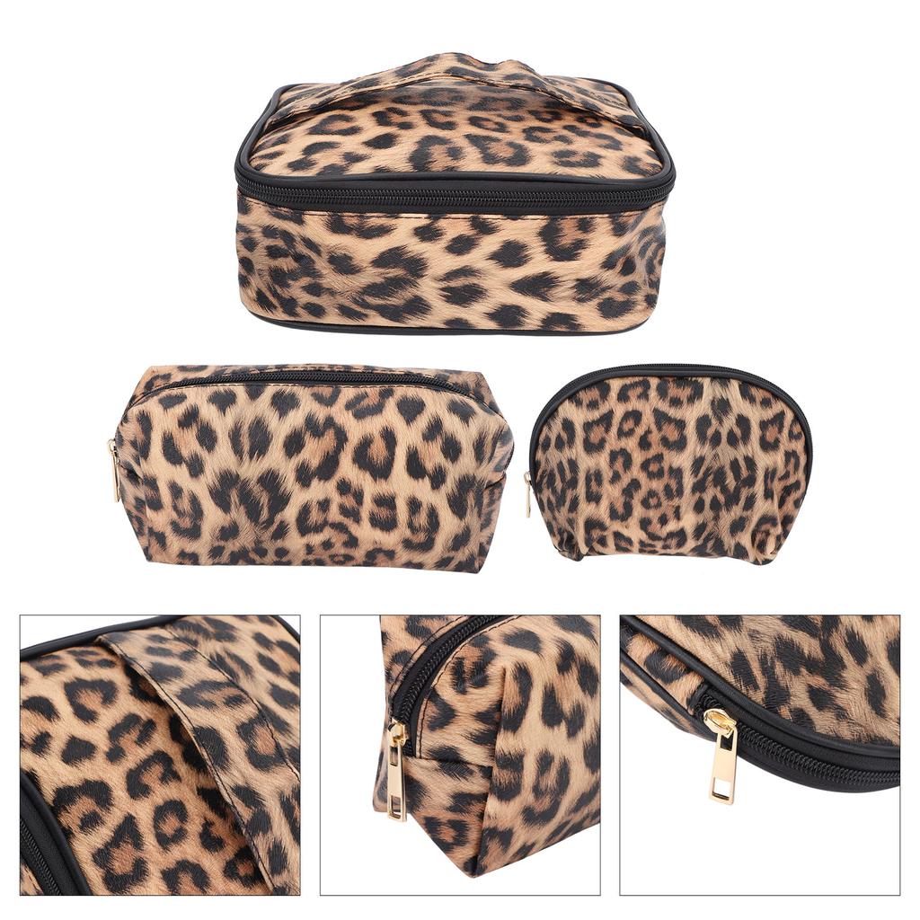 3 szt. Kosmetyczka do przechowywania makijażu PU Skóra Wodoodporna Zapinana na zamek Błyskawiczny Zestaw Saszetek Podróżnych na Produkty Toaletowe