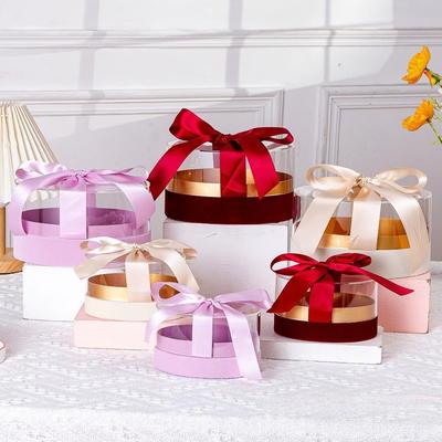 New Oval Acrylic Gift Box Transparent Velvet Box Stylish Return Gift/favor Box Hand Ribbon Bridal Carrying Ribbon Box
