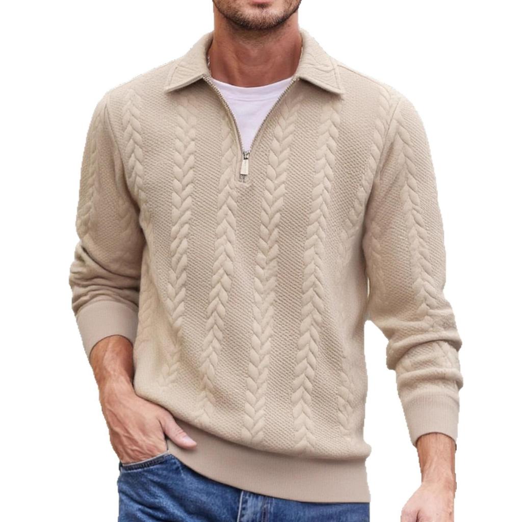 Men's Casual Half-Zip Pullover Hoodie with Lapel - 2025 Spring/Autumn Style