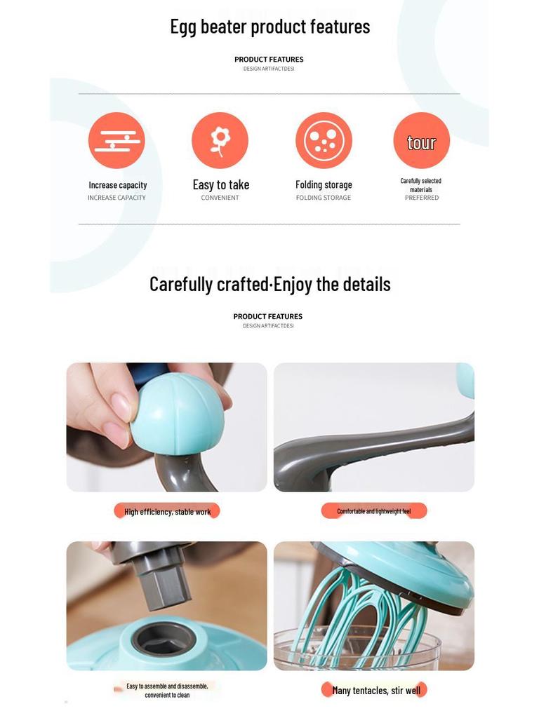 Ruční otočný šlehač: Kuchyňský šlehač vajec a smetany